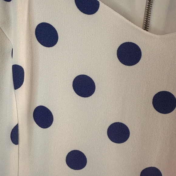Betsy Johnson women’s white Peplum dress with royal polka dots, size 6. NWT - Picture 3 of 11